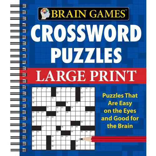 Brain Games - Crossword Puzzles - Large Print (Blue)