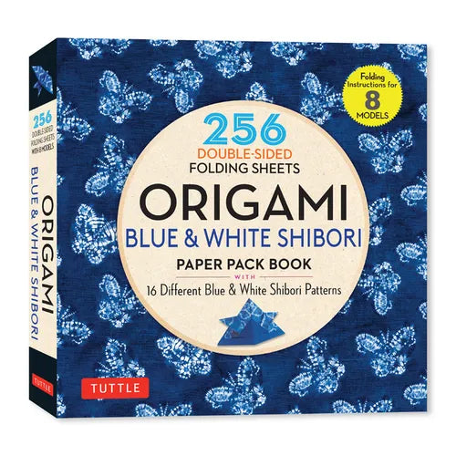 Origami Blue & White Shibori Paper Pack Book: 256 Double-Sided Folding Sheets (Includes Instructions for 8 Models)