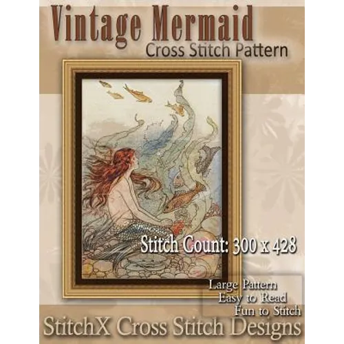 Vintage Mermaid Cross Stitch Pattern
