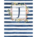 T: Letter T Monogram Initial Notebook - 8.5" x 11" - 100 pages, Dot Bullet Grid Pages- Watercolor Floral Notebook