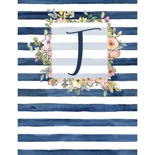 T: Letter T Monogram Initial Notebook - 8.5" x 11" - 100 pages, Dot Bullet Grid Pages- Watercolor Floral Notebook