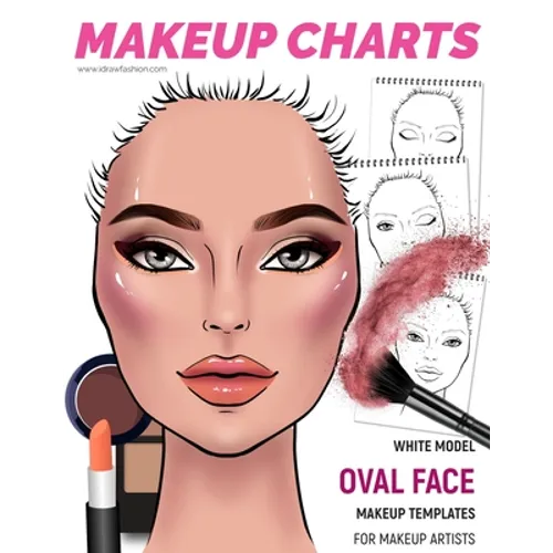 Makeup Charts -Makeup Templates for Makeup Artists: White Model - OVAL face shape