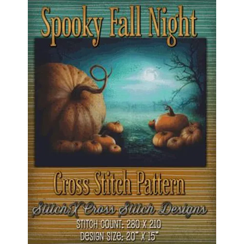 Spooky Fall Night Cross Stitch Pattern