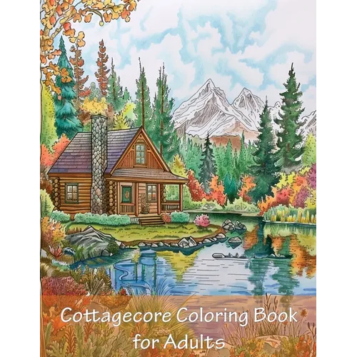 Cottagecore Coloring Book For Adults: 90 Pages of Big and Easy Relaxing Coloring Pages With Cozy Cottages