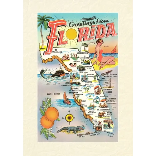 Vintage Lined Notebook Greetings from Florida, Map