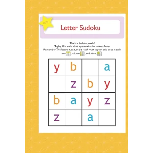letter suduko: mini sudoko with letters -Brain Games Book for kids - Logic Games For kids