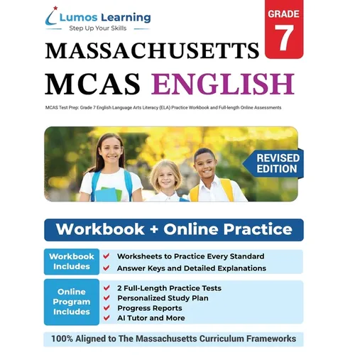 MCAS Test Prep: Grade 7 English Language Arts Literacy (ELA) Practice Workbook and Full-length Online Assessments: Next Generation Massachusetts Compr