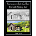 Mountain Landscapes With Old Houses Grayscale Coloring Book