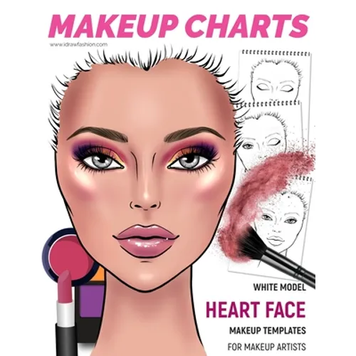 Makeup Charts - Face Charts for Makeup Artists: White Model - HEART face shape