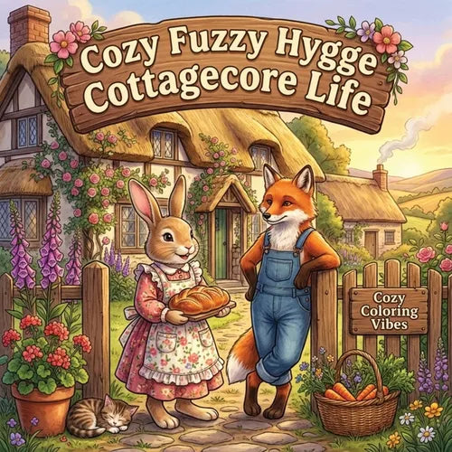 Cozy Fuzzy Hygge Cottagecore Life: Easy Bold Line Designs Coloring Book for Adults Whimsical Pastoral Escapes, Gentle Rural Living & Slow Simple Momen