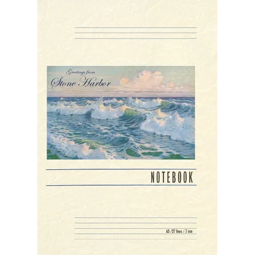 Vintage Lined Notebook Greetings from Stone Harbor, New Jersey, Seascape