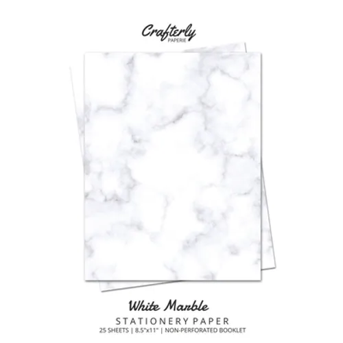 White Marble Stationery Paper: Cute Letter Writing Paper for Home, Office, Letterhead Design, 25 Sheets