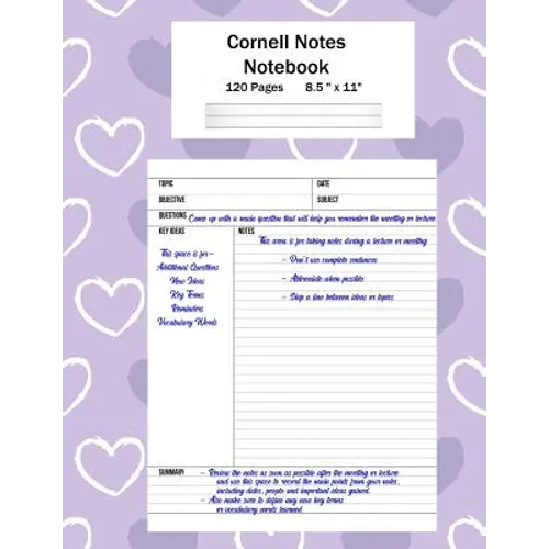 Cornell Notes Notebook: Note Taking System, For Students, Writers, Meetings, Lectures Large Size 8.5 x 11 (21.59 x 27.94 cm), Durable Matte Pu