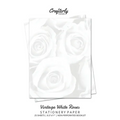 Vintage White Roses Stationery Paper: Cute Letter Writing Paper for Home, Office, 25 Count, Floral Print
