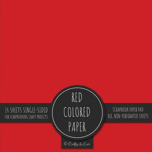 Red Scrapbook Paper Pad 8x8 Decorative Scrapbooking Kit Collection for Cardmaking Gifts, DIY Crafts, Creative Projects, Solid Color Designer Paper