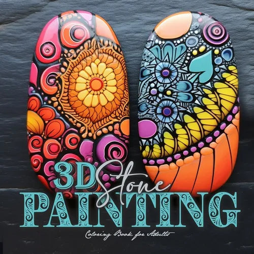 3D Stone Painting Coloring Book for Adults: stones Coloring Book for Adults Zentangle painting stones grayscale Coloring Book Mandala Patterns Colorin