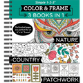Color & Frame - 3 Books in 1 - Nature, Country, Patchwork (Adult Coloring Book)