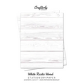 White Rustic Wood Stationery Paper: Cute Letter Writing Paper for Home, Office, Letterhead Design, 25 Sheets