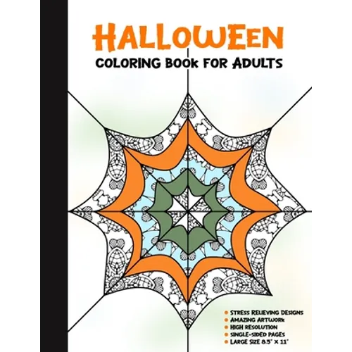 Halloween Coloring Book for Adults: 50 Halloween Illustrations Printed On One Side, Safe For Markers - Fun Craft Activity Gift - Stress Relieving Desi