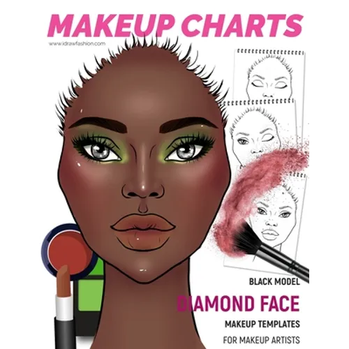 Makeup Charts - Face Templates for Makeup Artists: Black Model - DIAMOND face shape