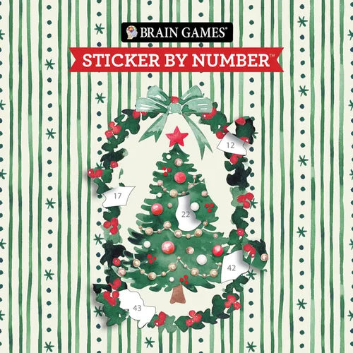 Brain Games - Sticker by Number Compact Edition: O Christmas Tree 7x7 Inches Classic Watercolor Art Christmas Stocking Stuffer, Travel Size Activity B
