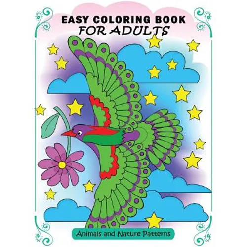Easy Coloring Book for Adults: Colorful Nature Flowers and Animals for Senior
