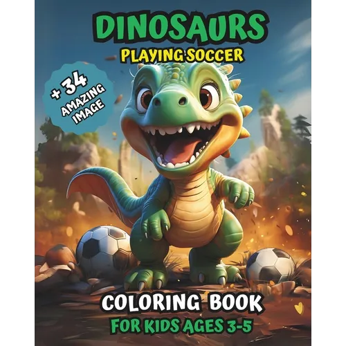 Dinosaurs Coloring Book Playing Soccer: For Kids Ages 3-5